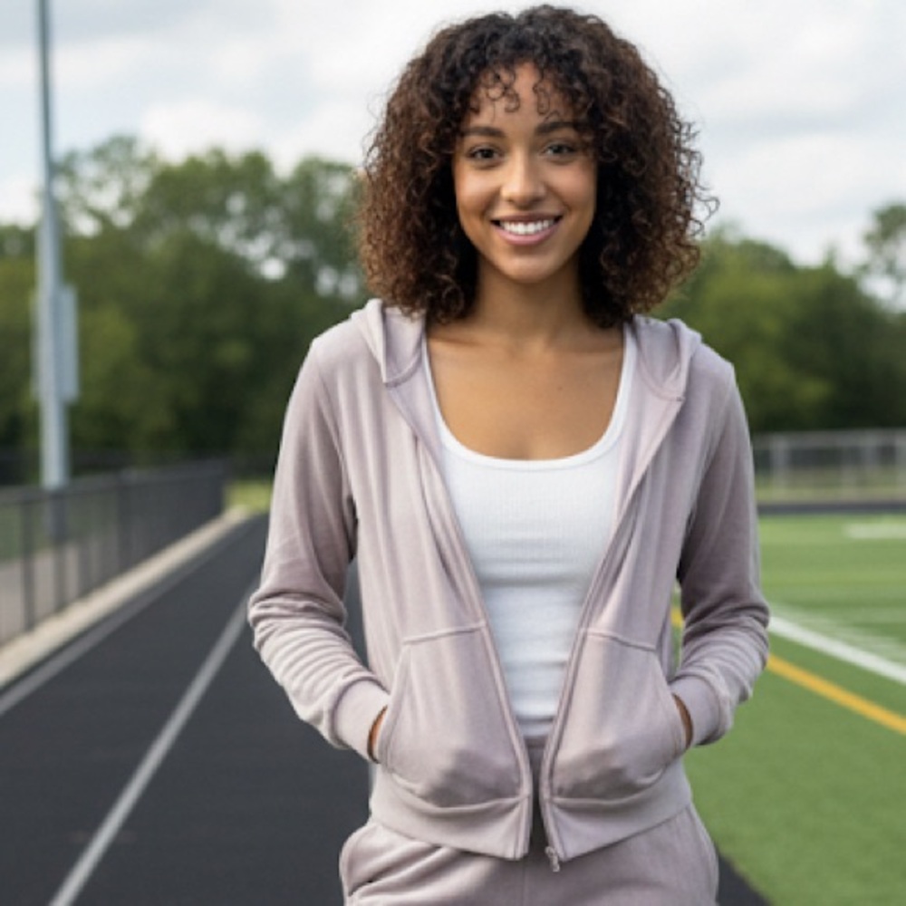H&M Women's Gray Zip-Up Hoodie